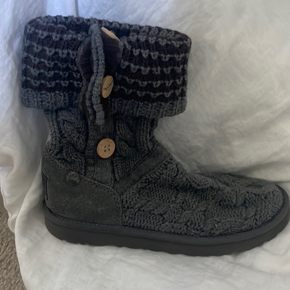 Ugh gray sweater boots with brown on the top when you fold them over. - Picture 1 of 4